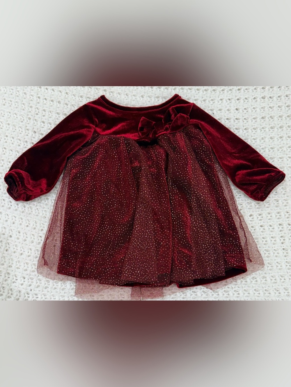 Baby Starters 3-Piece Velvet Dress Set in red/white size 3 months